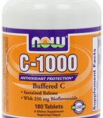 NOW Foods C-1000 Buffered C with 250mg Bioflavonoids Sustained Release 180 Tablets