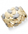 Alfani Bracelet, Two-Tone Hammered Wide Stretch Bracelet