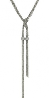 ABS By Allen Schwartz Liquid Lounge Silver-Tone with Pave Stations Y Necklace