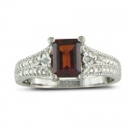 Sterling Silver Garnet and Diamond Ring (1 1/2 cttw)