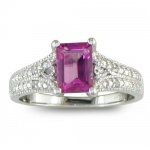 Sterling Silver Pink Topaz and Diamond Ring (1 1/2 cttw)