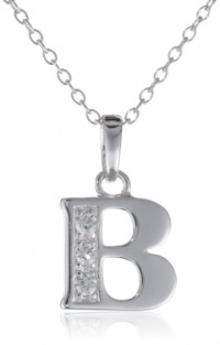 Sterling Silver Simulated Diamond Initial B Pendant Necklace, 18