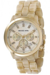 New Michael Kors Chronograph Horn Mother-Of-Pearl Dial Womens Watch MK5217 IGN