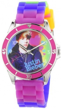 Justin Bieber Kids' JB1040  Round Multi-Colored Dial Tie Dye Silicone Strap Watch