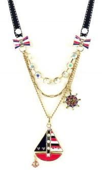 Betsey Johnson Jewelry IVY LEAGUE Sailboat Multi Chain Necklace New 2013