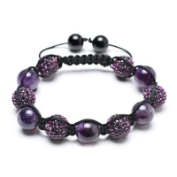 Bling Jewelry Bracelet Shamballa Inspired Purple Crystal Bead Amethyst Stones