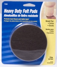 Waxman 4723695N Self-Stick Round Felt Pads, Brown, 3-Inch