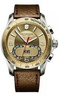 Victorinox Swiss Army Chrono Classic Gold Dial Brown Leatherl Mens Watch 241617