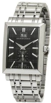 Burberry Heritage Men's Watch with Black Textured Dial, Date Display and Stainless Steel Bracelet BU1320