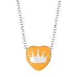 Orange Enamel Crown Sweethearts Sterling Silver Necklace, 16 Inch