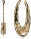 Kenneth Cole New York Shiny Metals Faceted Bead Gold Sculptural Hoop Earrings