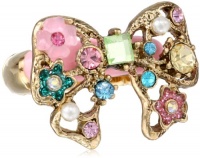 Betsey Johnson Fairyland Multi-Charm Bow Stretch Ring, Size 7.5