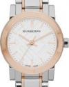 Burberry White Dial Rose Gold Ion-plated Bezel Ladies Watch BU9205