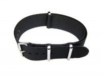 22mm NATO G10 Black Nylon Military Watch Band Strap