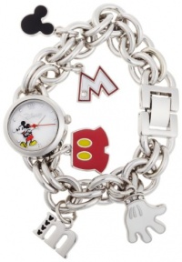 Disney Women's MK2066 Mickey Mouse Mother-of-Pearl Dial Charm Watch