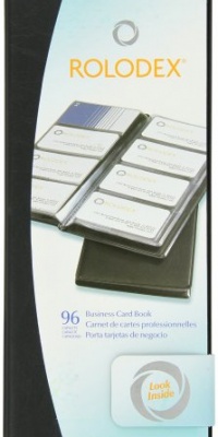 Rolodex Vinyl Business Card Book with A-Z Tabs, Holds 96 Cards of 2.25 x 4 Inches, Black (67467)