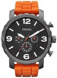 Fossil Men's JR1428 Nate Chronograph Orange Silicone Watch