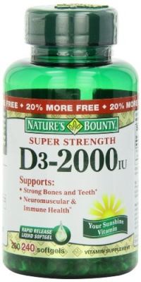 Nature's Bounty Vitamin D-3,   2000 Iu Softgels, 200-Count