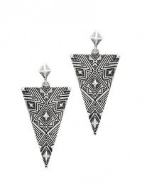 House of Harlow 1960 Silver Engraved Triangle Earrings