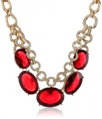 Anne Klein Estate Gold-Tone, Ruby Red and Pave 2 Row Collar Necklace, 17