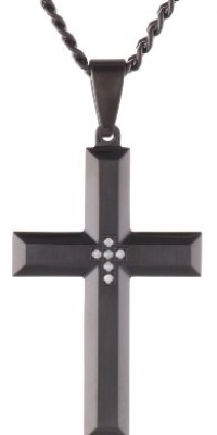 Men's 0.05 Ctw Stainless Steel Cross Pendant Necklace, 24