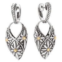 925 Silver Bold Floral Design Earrings with 18k Gold Accents