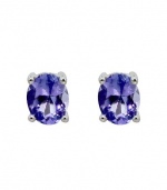 Effy Jewlery 14K White Gold Tanzanite Stud Earrings, .65 TCW