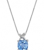 Effy Jewlery 14K White Gold Blue Topaz and Diamond Pendant, 1.61 TCW