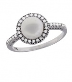 Effy Jewlery 14K White Gold Fresh Water Pearl & Diamond Ring Ring size 7