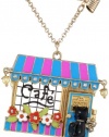 Betsey Johnson Paris is Always a Good Idea Café and Cat Pendant Long Necklace, 41