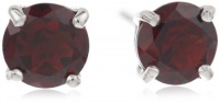 Sterling Silver 6mm Round Garnet Earrings