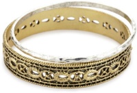 Lucky Brand So Cal Silver and Gold-Tone Openwork Lace Bangle Bracelet