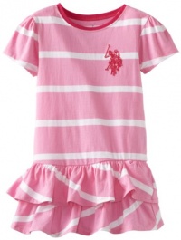 U.S. Polo Assn. Girls 2-6X Striped Tiered Ruffle Dress