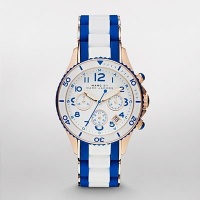 Marc Jacobs Rock Chronograph White and Blue Silicone Ladies Watch MBM2594