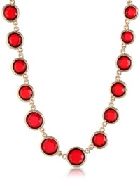 Anne Klein Beacon Gold-Tone and Ruby Red Collar Necklace, 17