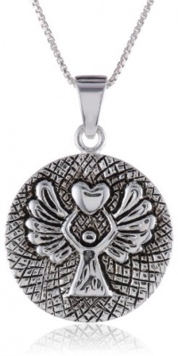 Sterling Silver Guardian Angel Protect Me Wherever I Go and Keep Me From Harm Reversible Angel Pendant Necklace, 18