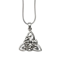 Chuvora .925 Sterling Silver Celtic Trinity Knot/ Celtic Triquetra Pendant with Rhodium Plated Chain Necklace w/ Lobster clasp 18 - Nickel Free