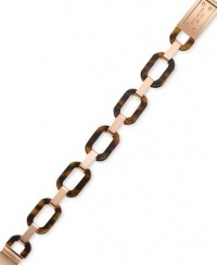 Michael Kors Rose Gold-Tone Tortoise Logo Plaque Link Bracelet