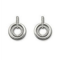 1001love Swarovski Elements Crystal Diamond Double Circle Stud Earrings