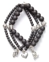 Layers of hematite beads and silver charms on Good Charma's bracelets are in perfect step with this season's global influences. Make this set your exotic embellishment of choice.