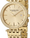 Stuhrling Original Women's 579.03 Soiree Tiara Swiss Quartz Swarovski Gold Tone Date Watch