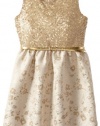 Blush by Us Angels Girls 7-16 Sequin Bodice with Met Brocade Skirt, Metallic, 8