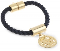 Anne Klein Roped In Gold-Tone Lion Icon Charm Navy Rope Bracelet