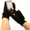 Men's Winter Fleece Water Repellent Flip Top Fingerless Mitten Gloves Black L/XL