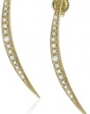 Mizuki Vertical Diamond Crescent Charm on 14k Gold Post Earrings