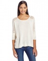 Calvin Klein Jeans Women's Mesh Inset Sweater, Egret, Large