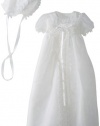 Jayne Copeland Baby-Girls Newborn Christening Organza Galloon Lace Dress, White, 9 Months