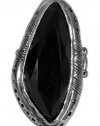 TRENDY FASHION OVAL STONE SET IN METAL STRETCH RING BY FASHION DESTINATION | (Black)