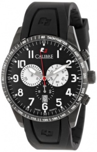 Calibre Men's SC-4R4-13-007 Recruit Black Ion-Plated Coated Stainless Steel Black Rubber Chronograph Date Watch