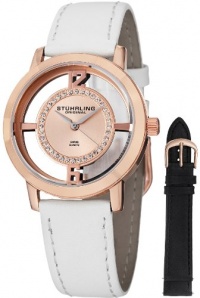 Stuhrling Original Women's 388L2.SET.03 Winchester Tiara 16k Rose Gold-Plated Stainless Steel and Swarovski Crystal Watch with Additional Leather Strap